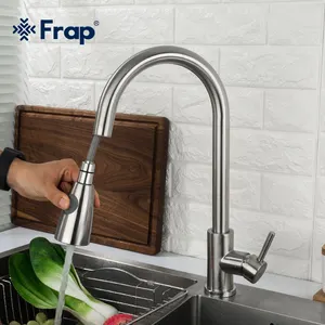 Frap Nieuwe Verwijderbare Aanrecht Kraan Met Pull Out Sproeier SUS304 Satijn Keuken Douche Kraan F60899-1