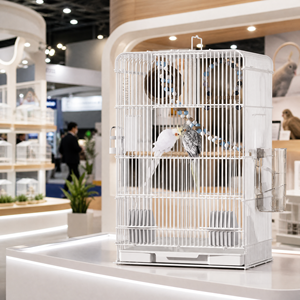 Cage à oiseaux blanche économique avec poignées et plateau de jeu, pour perroquets et pigeons, avec accessoires pour volières professionnelles - Product Image 1