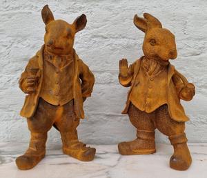 Antique Designer Bronze Orange Color Single and Double <b>Rabbit</b> Sculpture for Garden Decoration with Best Price - Product Image 2