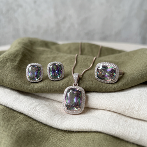 9 Conjuntos de Joyería Sencilla al por Mayor para Mujer, con Circonita Cúbica de 12*16-10*12mm, Chapados en Oro sobre Latón, que Incluyen Aretes, Collar y Anillos - Product Image 2