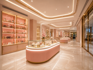Aménagements de Présentation Personnalisés pour Magasins de Parfums – Mobilier Moderne Français pour Boutiques de Fragrances en MDF Laqué, Laiton et Verre – Aménagement de Magasin OEM ODM - Product Image 2