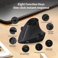 Souris verticale ergonomique avec trois modes, sans fil, design à double molette, rechargeable, écran LED pour PC, ordinateur portable, bureau à domicile