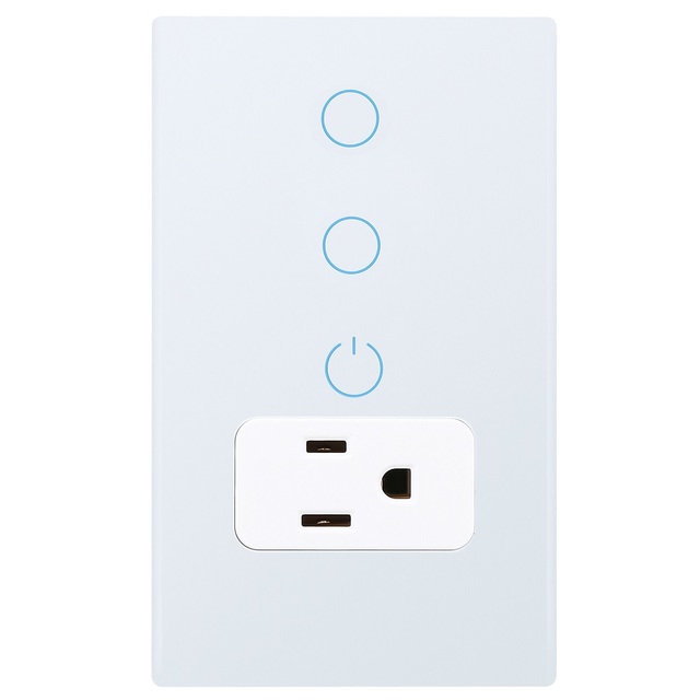 JRUMP US Smart Switch and Smart Socket Combination Wall Switch Socket Support Alexa WIFI Smart Home Luxury Tempered Glass Panel