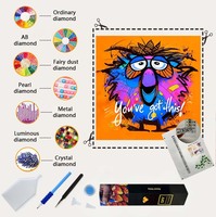 Peinture Diamant 5D à Perçage Complet, Motif Graffiti Oiseau Cartoon 'You've Got This', Kit DIY 50x50, Décoration Murale Motivationnelle