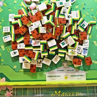 Jeu de tuiles de Mahjong Original Golf Masters gravées Augusta Diamond Chang, sur le thème du golf américain, avec boîte en carton, sac et tapis