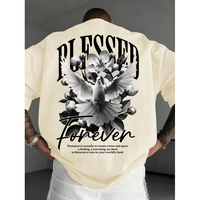T-shirt unisexe pour homme, coupe ample, 100% coton, tissu dobby respirant, col rond, imprimé vintage, design « Paix, Bénédiction Éternelle, Foi »