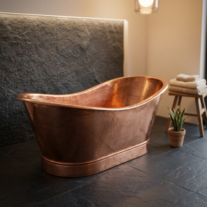 Baignoire autoportante ovale en cuivre, artisanale, finition antique de luxe, sans couvercle, pour la maison et l'hôtellerie, pour adultes, artisanat indien - Product Image 3