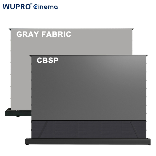 Wupro 72-150 Inch Gray Fabric/CBSP CLR Floor Rising Screen Large Projector Size Outdoor Home Theater Motorized Projection Screen