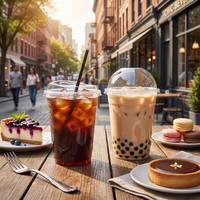 Gobelets à café, boba, thé au lait en plastique transparent personnalisés de 500 ml (16 oz) en forme de U avec fond arrondi et couvercle