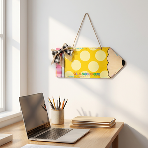 Plaque de <span class=keywords><strong>porte</strong></span> en bois pour salle de classe, nom d'enseignant personnalisé, plaque suspendue pour école avec lettres DIY en vrac - Product Image 5
