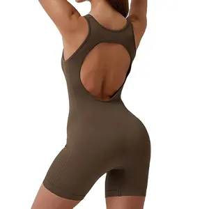 CLT6871 New Casual Women Jumpsuit Rompers Biker Short 1 Piece Sets Custom Workout Wear Outfit Women Bodycon Yoga Jumpsuit