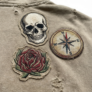 Sudadera con Capucha de Algodón para Invierno, Diseño Grueso de Felpa, Parches Bordados, Gráficos de Letras y Ciudad Fantasma, Unisex, Estilo Vintage Holgado - Product Image 5