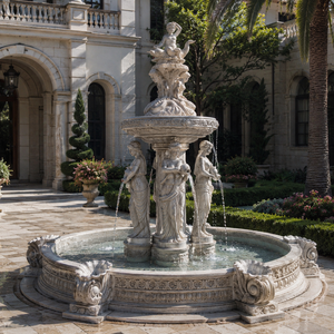 Fuente de Jardín de Piedra Arenisca Blanca para Exteriores con Figuras Clásicas y Fuente de Agua para Plaza - Product Image 1