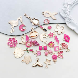 Rose rouge gouttes d'huile bricolage bijoux faits à la main accessoires alliage pendentif bijoux pendentif matériel métal bijoux Rose - Product Image 2