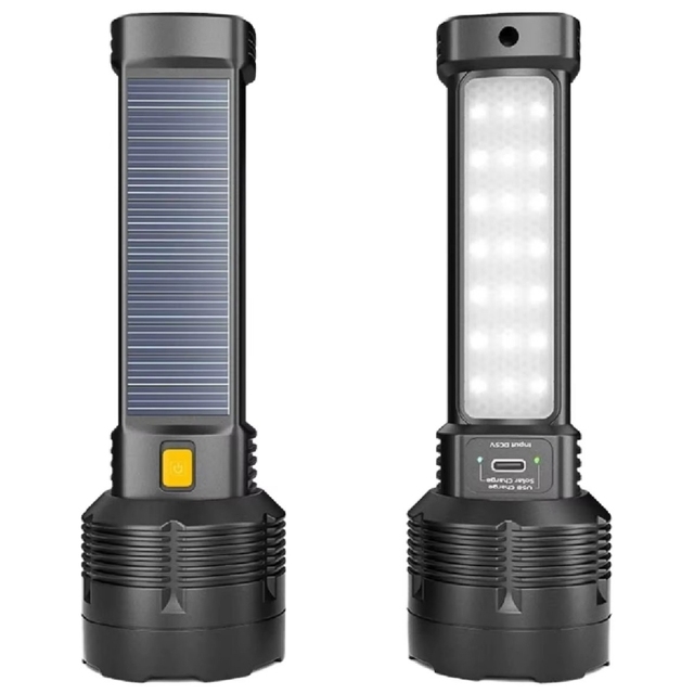 Led Solar Flashlight 1000 Lumen Solar Handheld Rechargeable Torch Lights with Waterproof for Survival Emergency Camping