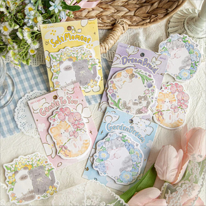 Bloc de Notas Adhesivas con 30 Hojas, Serie Gato y Flores, Notas Adhesivas con Diseño de Gatos y Flores para Notas y Mensajes - Product Image 1