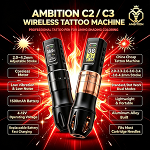 Ambition C2/C3 <span class=keywords><strong>2</strong></span>.0-4.2mm 可调行程专业无线纹身机笔式枪，适合初学者人体艺术永久化妆 - Product Image 1