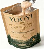 Sachet Kraft Doypack refermable avec fermeture éclair pour friandises pour chats à lécher 100g, multicolore, imprimé sur mesure, pour emballage de friandises et aliments pour chats