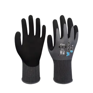 Sarung tangan kerja universal fleksibel WG-500 buram sarung tangan kerja nilon nitril abu-abu