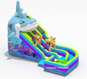 Tobogán Acuático Inflable Curvo para Niños, Castillo de Salto Triangular para Escalada, Estructura de Juguetes al Aire Libre - Product Image 1