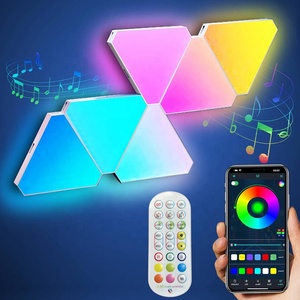 Phòng chơi game phòng ngủ USB powered <span class=keywords><strong>Led</strong></span> Tam giác tường ánh sáng RGB <span class=keywords><strong>LED</strong></span> tấm ánh sáng Dimmable app điều khiển từ xa thông minh môi trường xung quanh ánh sáng - Product Image 2