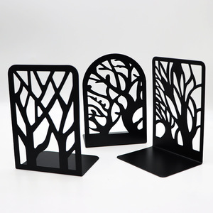 Fermalibri Creativi in Metallo a Forma di L con Motivo Albero - Decorazione da Scrivania per Studenti, Ufficio e Casa - Product Image 1