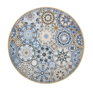 Nouveau Design Style Bohème Rond <span class=keywords><strong>Jetable</strong></span> PP Plateau De Service En Plastique avec Implant Tuile Décalque Partie Décoratif Ottoman Plateau Poignée - Product Image 5