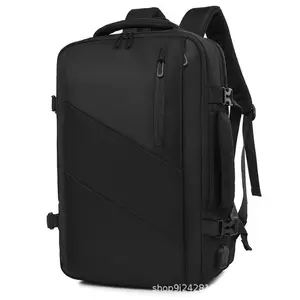 ZF062 tas bahu kain Oxford pria, ransel perjalanan bisnis kapasitas besar dapat diperbesar 16 inci tas Laptop Port USB