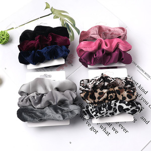 Nueva llegada al por mayor <span class=keywords><strong>de</strong></span> varios colores impreso seda satén terciopelo tamaño pequeño <span class=keywords><strong>Scrunchies</strong></span> conjunto para niñas lazos para el cabello - Product Image 5