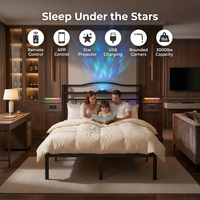 Professionelles Top-Bewertetes Doppelbett mit Eisenrahmen USB Typ C Anpassbares LED-Kopfteil Ladestation Geräuschlos Hochbelastbar
