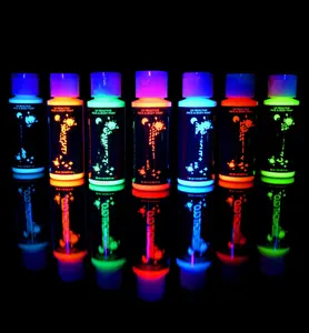 Glow Kit 7 chai 2 oz /60ml mỗi màu đen ánh sáng phản ứng huỳnh quang an toàn rửa ra khỏi da không độc hại UV Neon mặt cơ thể sơn