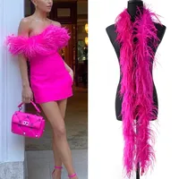 Boa de plumes d'autruche teintes naturellement de 2 verges, 1 pli, pour décoration de mariage, carnaval, vêtements, robes, châles, couture, écharpes moelleuses