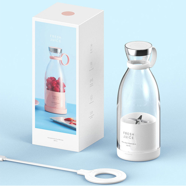 Outdoor Fresh Juicer 350ml 4 Blades USB Rechargeable Personal Smoothie Mini Blender Portable Blender