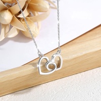 925 Sterling Silver Chinese Fashion Couple Heart Forever I love You Symbol Collier Pendentif