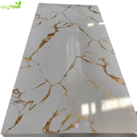 Panneaux de décoration à coller pour salle de bain salon moderne et classique Feuilles murales en PVC marbre brillant UV 95% 2.5mm d'épaisseur