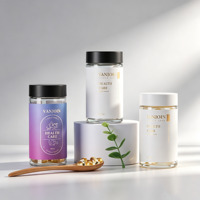 Bouteille en verre transparente de 150 ml et 180 ml, haute et droite, avec bouchon hermétique en ABS, pot de stockage en verre recyclable pour capsules comestibles