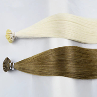 Extensions de cheveux humains de qualité supérieure, brun blond, texture russe soyeuse et droite, pointe en kératine
