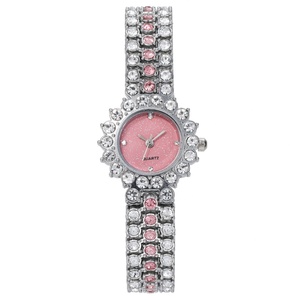 Reloj de mujer con diamantes de colores y correa de acero, brazalete completo de diamantes, diseño de girasol con incrustaciones de diamantes. - Product Image 5