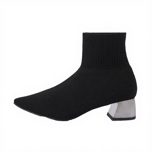 Botines de Invierno de Talla Grande para Mujer, Estilo Europeo Americano 2026, Ajustados, con Tacón Grueso, Punta Puntiaguda, Parte Superior de Malla, Sin Cordones - Product Image 3