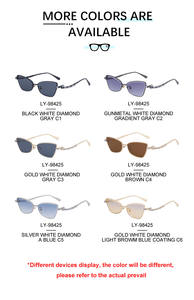 KAJILA ファッション トレンド デザイナー カスタムロゴ メタル キャットアイ ダイヤモンド付き UV400保護 シェード サングラス 女性用 - Product Image 5