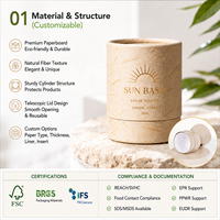 Caja de Embalaje de Tubo de Papel Kraft Ecológica Personalizada de Cualquier Tamaño con Tapa para Perfume, Cosméticos, Velas, Té, Café, Regalos