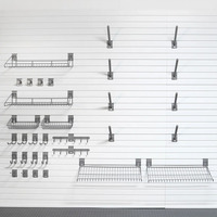Cestos JH-Mech para Slatwall com Gancho de Suspensão para Slatwall, Acessórios de Slatwall em Aço Preto Personalizados, Resistentes e Multitamanhos