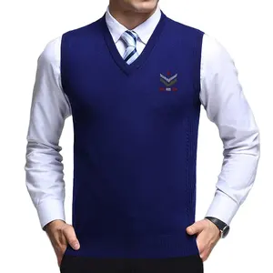 Pull-over tricoté pour hommes, logo personnalisé, sans manches, gilet, hiver