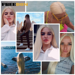 Perruques synthétiques FREEDOM pour femmes, lace front, super longues, 38 pouces, blondes, gingembre, lisses, brun moyen, perruques de cosplay - Product Image 4