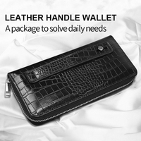 Casing ritsleting tas tangan dompet tas tangan 2024 pria kulit sapi asli lapisan atas kulit sapi hadiah mewah untuk pria kanvas panjang