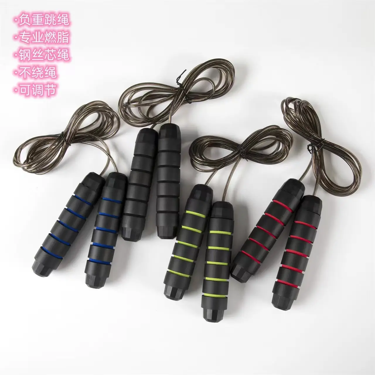 Custom Best Seller Fitness Workout Weighted Handle Steel Wire Adjustable Speed Skipping Rope Jump Rope