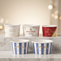 Vente en gros de bols en papier jetables écologiques personnalisés pour yaourt glacé, glace pilée, emballage de crème glacée avec couvercles et cuillères