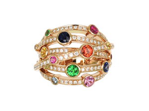 Anillo Multicapa de Circonita de Colores Súper Brillante, Nuevo Estilo, Anillo Chapado en Oro con Circonita Multicolor Brillante y Exquisito - Product Image 3