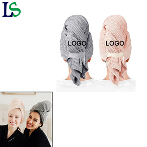 Biểu Tượng Tùy Chỉnh Thiết Kế Salon Dày Siêu Thấm Khô Nhanh Chóng Turban Bọc Tóc Khô Khăn Với Ban Nhạc Đàn Hồi - Product Image 1