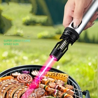 Briquet torche coupe-vent en métal, rechargeable au butane, avec verrou de sécurité pour cigarettes, barbecue, cigares - Idéal pour les cadeaux d'affaires et le camping